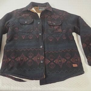 Jachs New York Mens Large Sherpa Lined Fleece Southwestern Shirt Jacket Shacket